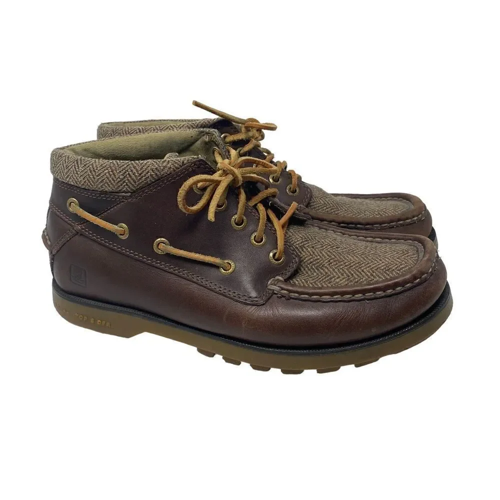 Men’s Sperry leather Chukka boot Tweed Brown Sz 8 Rare‎
